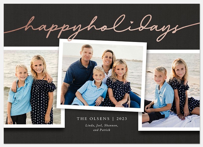Linen Trio Holiday Photo Cards