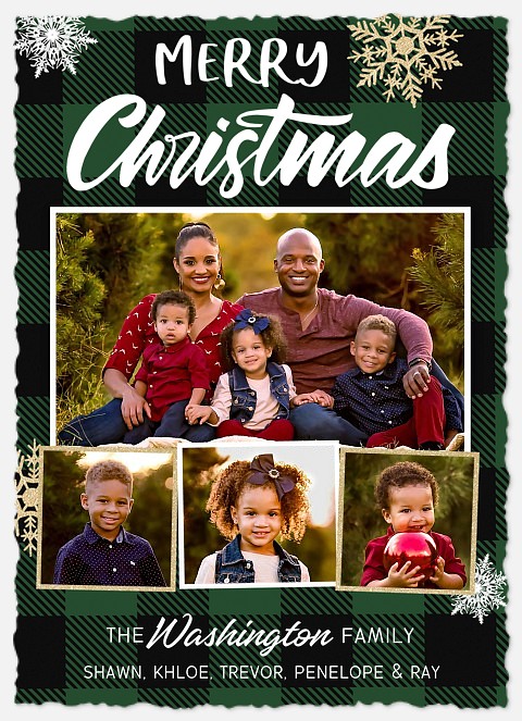 Plaid Snowflakes Holiday Photo Cards