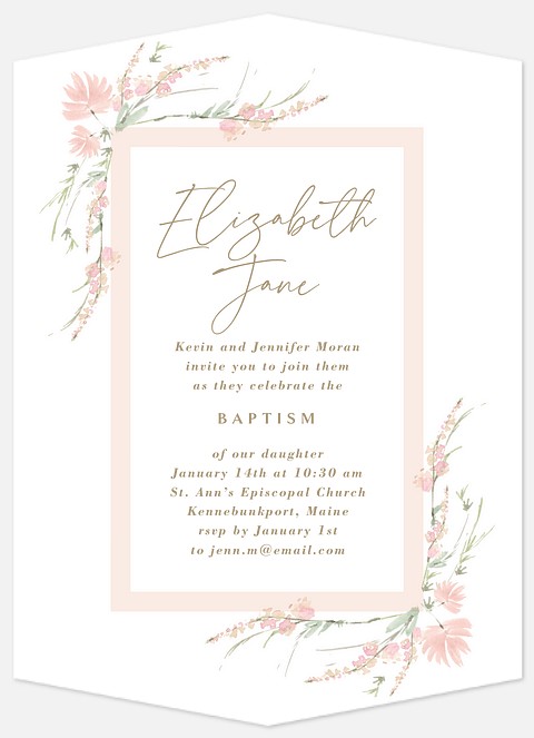 Sweet Blooms Baptism Christening Invitations