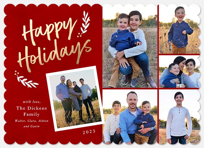 Cranberry Collage Holiday Photo Cards