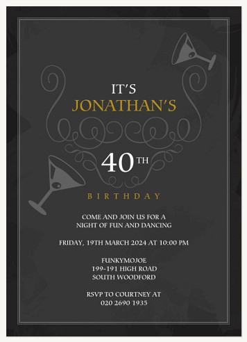 Smooth Sophisticate Adult Birthday Party Invitations