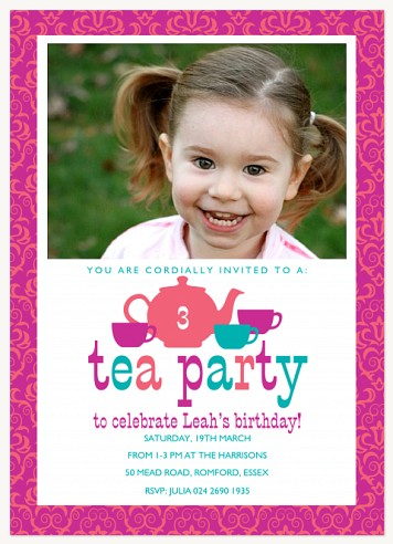 Little Teapot Kids Birthday Invitations