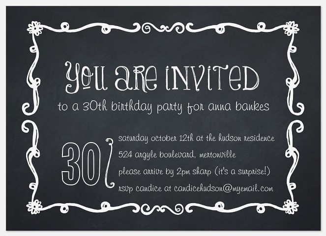 Birthday Chalk Adult Birthday Invitations