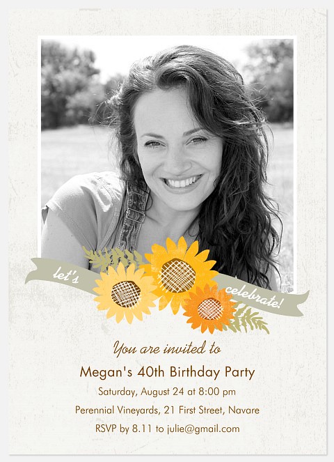 Summer Bloom Adult Birthday Invitations