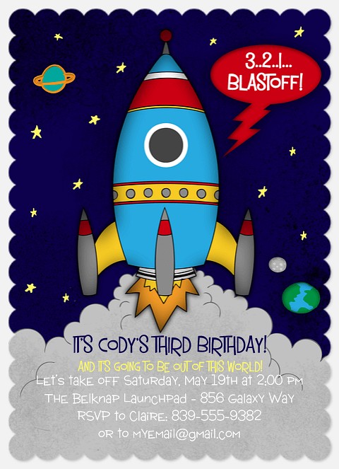 Birthday Blastoff Kids' Birthday Invitations