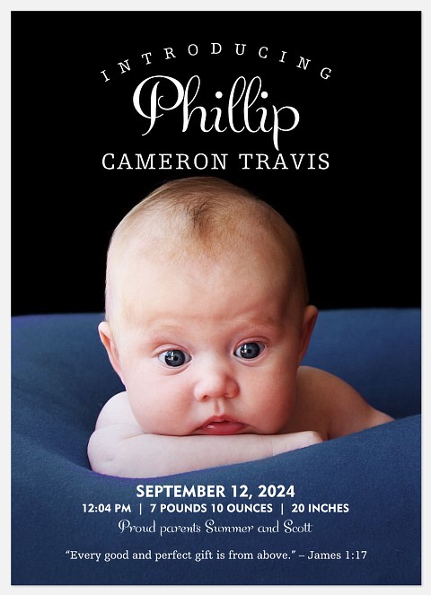 Classic Introduction  Baby Boy Birth Announcements