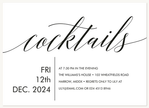 Elegant Cocktails Holiday Party Invitations