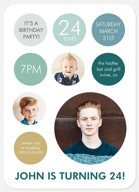 Mod Circles Adult Birthday Invitations