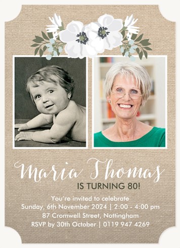 Rustic Wildflowers Adult Birthday Party Invitations