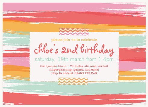 Sherbert Stripes Kids Birthday Invitations