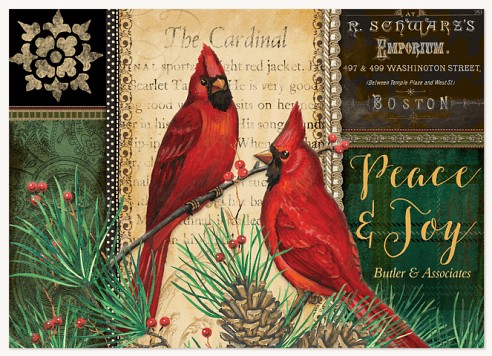 Evergreen Cardinals Christmas Cards for Business