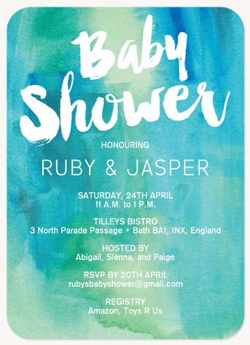 Watercolor Showers Baby Shower Invites 