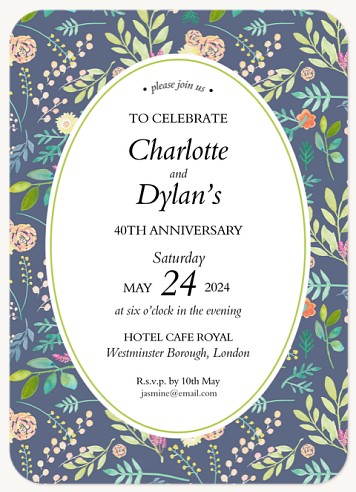 Delicate Flowers Wedding Anniversary Invitations