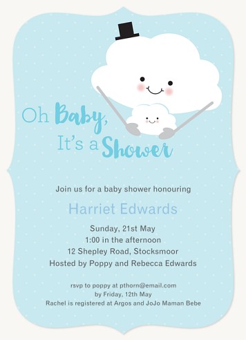 Fluffy Clouds Baby Shower Invites 
