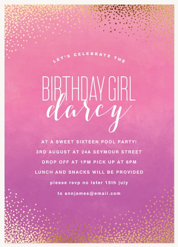 Posh Party Teen Birthday Invitations