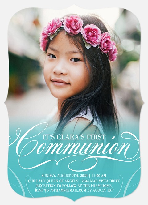 Blessed Flourish First Communion Invitations