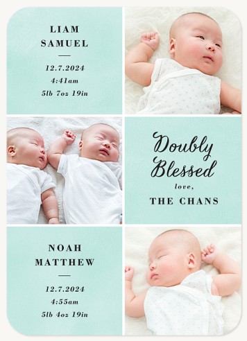 Double Blessing Twin Birth Announcement Cards