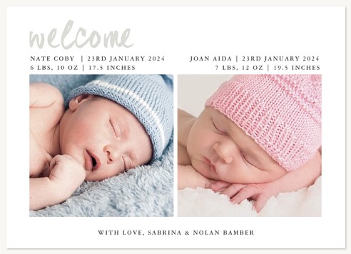 Perfect Little Twins Twin Birth Announcement Cards