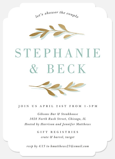 Gilded Branches Bridal Shower Invitations