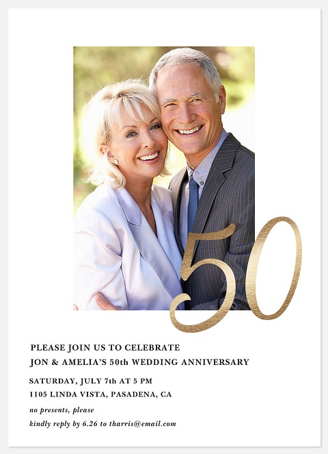Golden 50 Anniversary Invitations