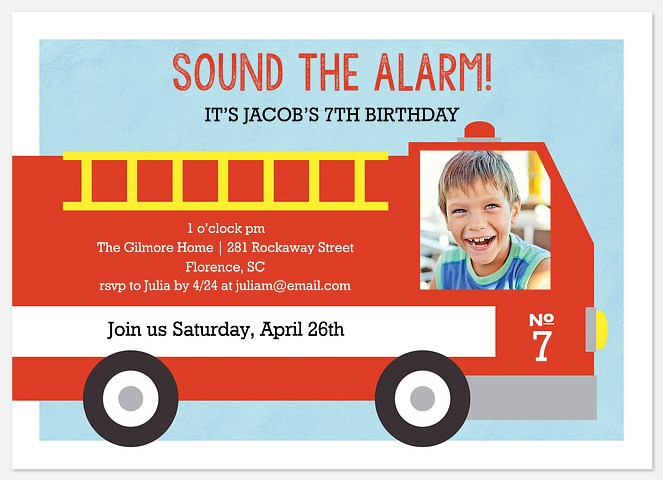 Sound the Alarm Kids' Birthday Invitations