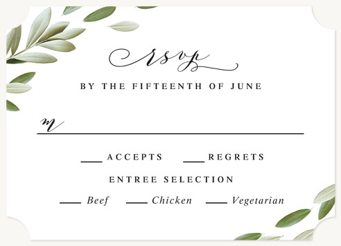 Simple Greenery Wedding RSVP Cards