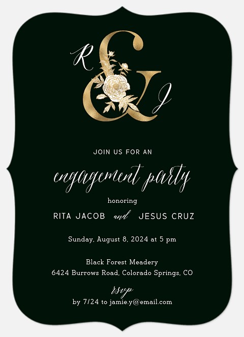 Golden Ampersand Engagement Party Invitations