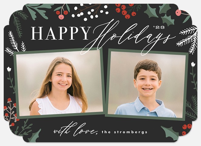 Botanical Duo Holiday Photo Cards