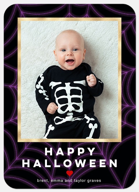 Glowing Web Halloween Photo Cards