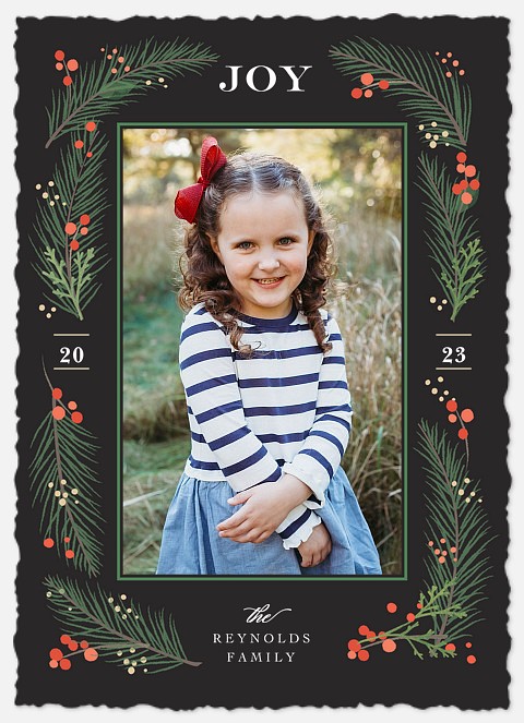 Festive Foliage Frame Holiday Photo Cards