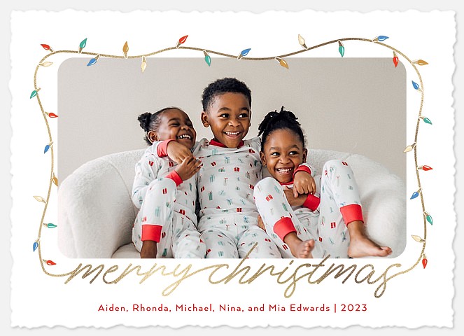 Glistening String Lights Holiday Photo Cards