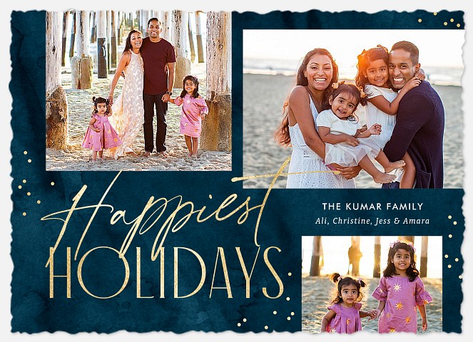 Watercolor Sparkle Holiday Photo Cards