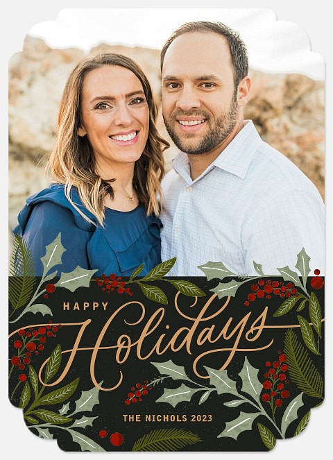 Holly and Yew Holiday Photo Cards