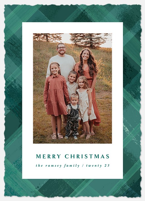 Painterly Plaid Holiday Photo Cards