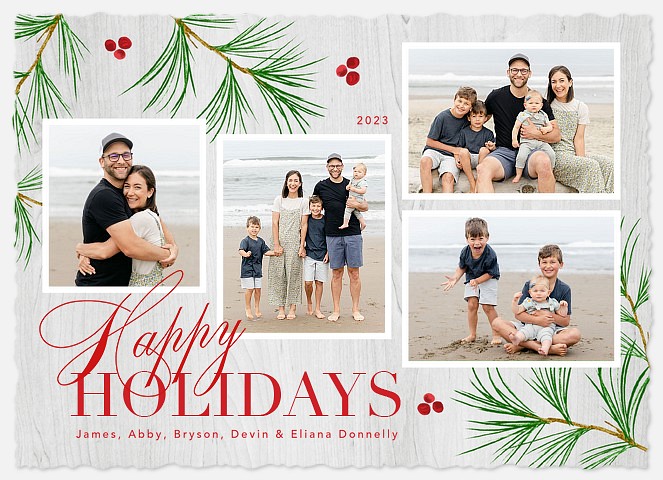 Delicate Pine Holiday Photo Cards