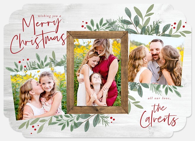 Country Greenery Holiday Photo Cards