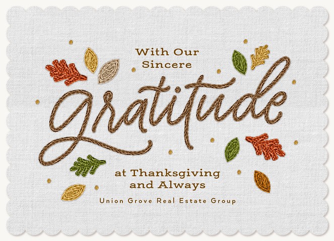 Embroidered Gratitude Business Holiday Cards