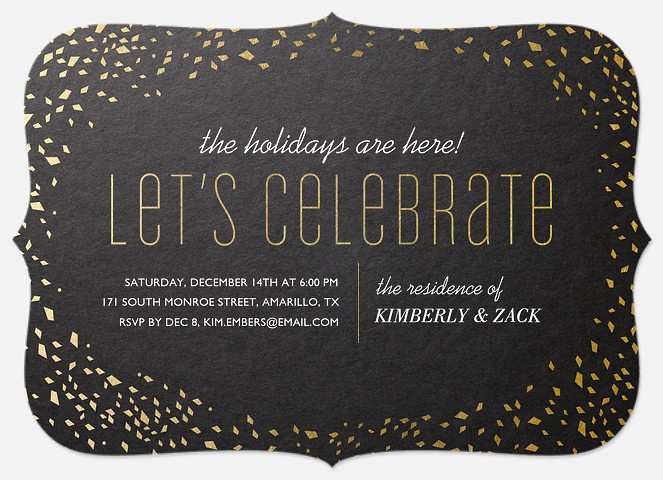 Glamour Confetti Holiday Party Invitations