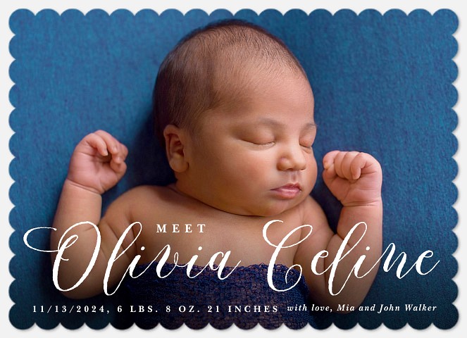 Calligraphic Name Baby Birth Announcements