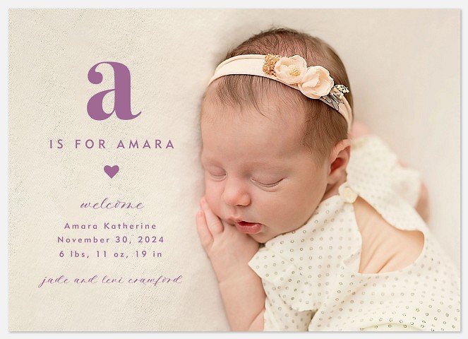 Alphabet Baby Birth Announcements