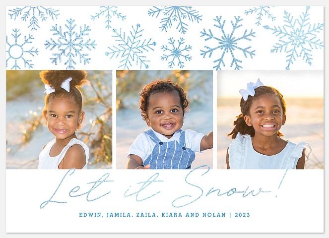 Iridescent Snowflakes Holiday Photo Cards
