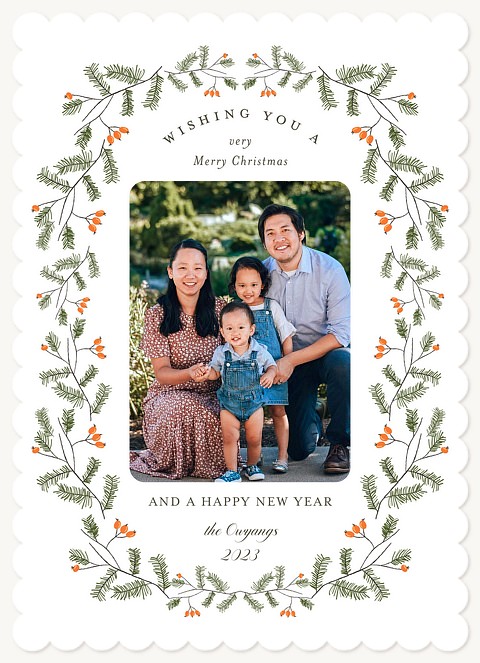 Pine Wreath Personalized Holiday Cards