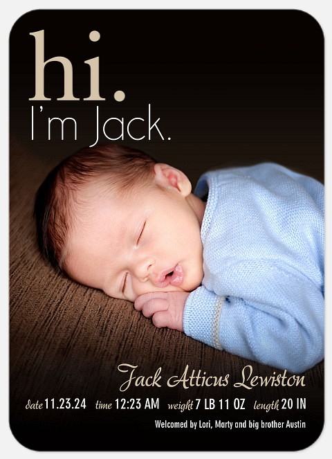 Hi There Baby Boy Birth Announcements