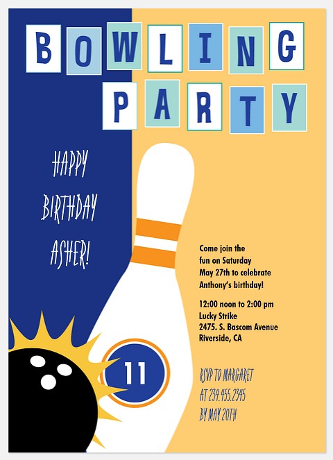 Lucky Strike Kids' Birthday Invitations