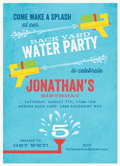 Make a Splash Boy Birthday Party Invitations