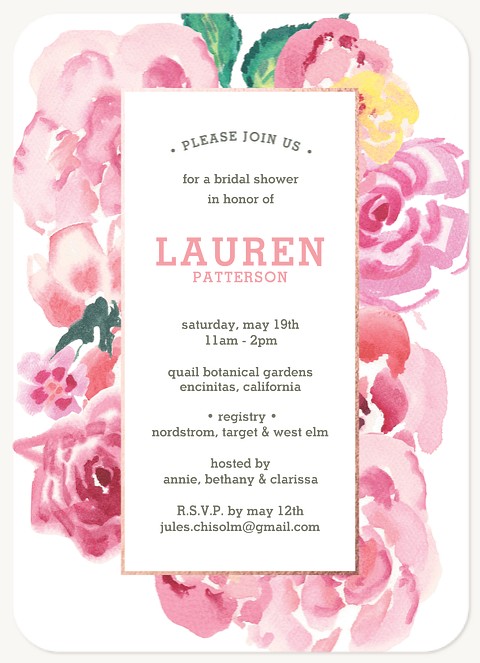 Rose Bloom Bridal Shower Invitations