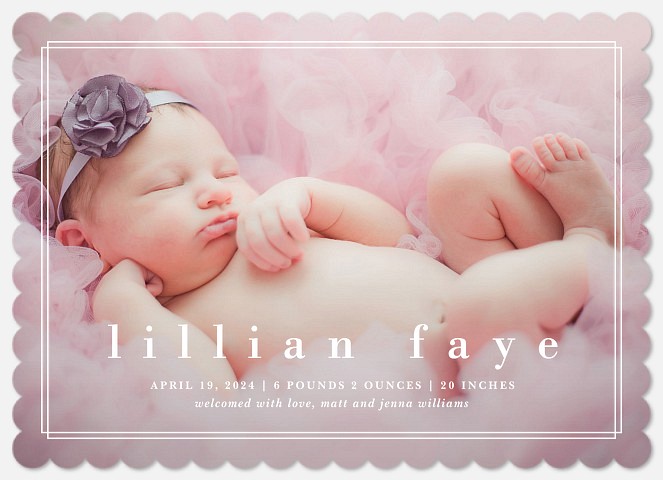 Dimensional Frame Baby Girl Birth Announcements