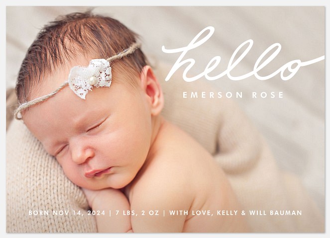 Graceful Hello Baby Birth Announcements