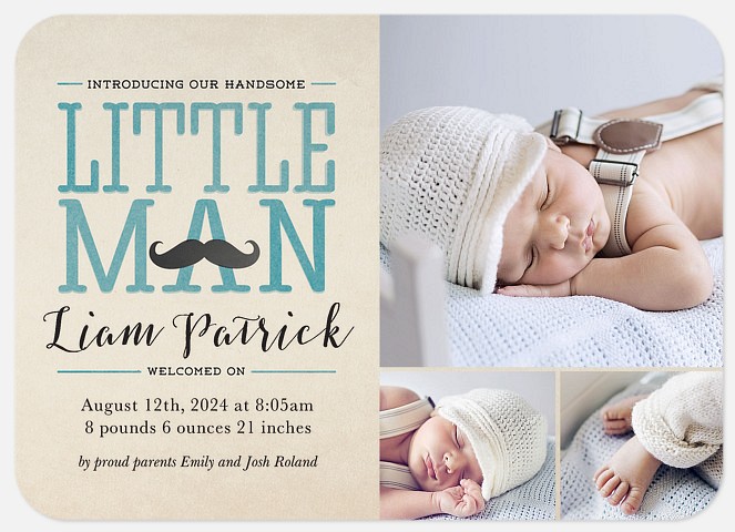 Our Little Man Baby Birth Announcements