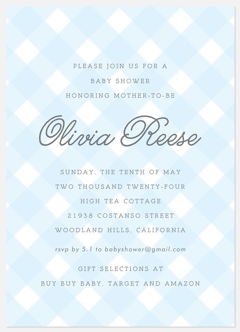Gingham in the Spring  Baby Shower Invitations